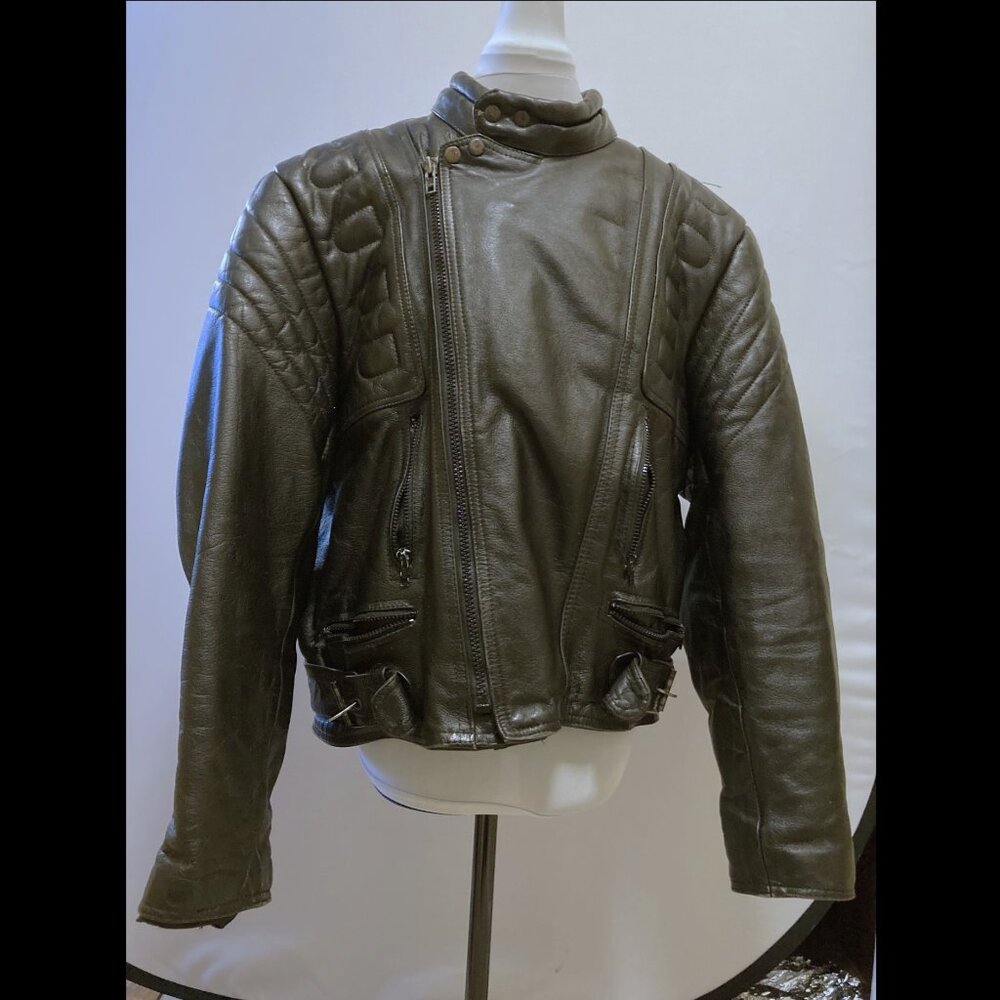 Force black leather motorcycle jacket